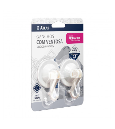 GANCHO VENTOSA 2PZ 0,5KG PLASTICO BLANCO