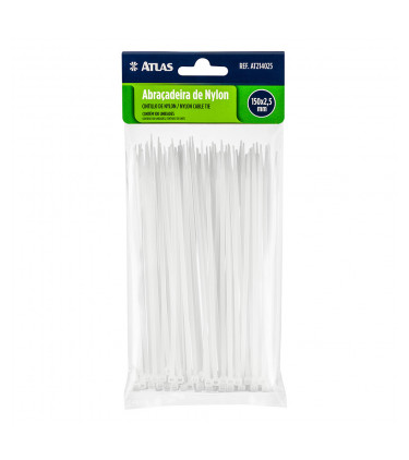 ABRAZADERA PLAST BLANCA 150X2,5MM 100UN