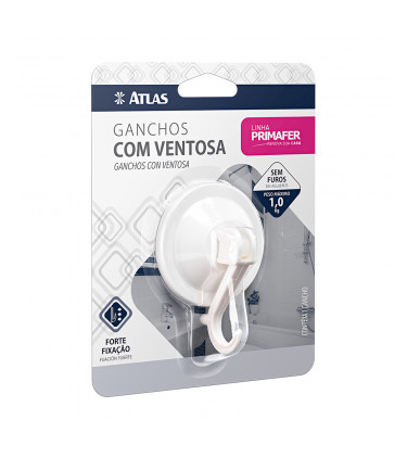 GANCHO VENTOSA 1PZ 1,0KG PLASTICO BLANCO