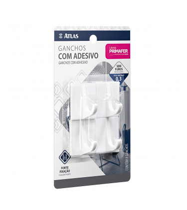 GANCHO ADHESIVO 4PZ 0,3KG PLASTICO BLANC