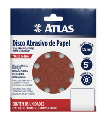 DISCO ABRASIVO PAPEL 125MM GRAO 60 5PCS