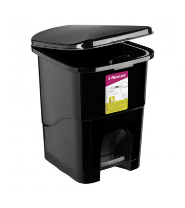 PLASTIC GARBAGE BIN WITH PEDAL 6L WHTE
