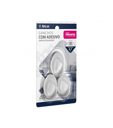 GANCHO ADESIVO 6PC 0,5KG OVAL PLAST BR