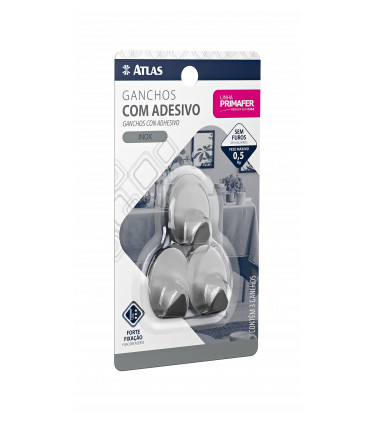 GANCHO ADESIVO 1,5KG INOX