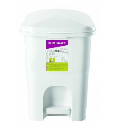 PLASTIC GARBAGE BIN WITH PEDAL 6L WHTE