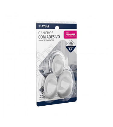GANCHO ADESIVO 6PC 0,5KG OVAL PLAST BR