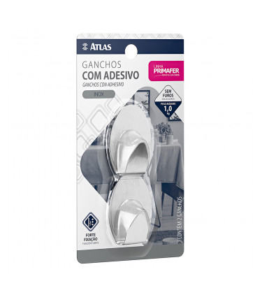 GANCHO ADESIVO 1,5KG INOX