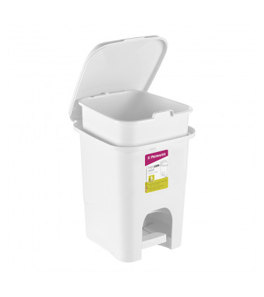 PLASTIC GARBAGE BIN WITH PEDAL 6L WHTE