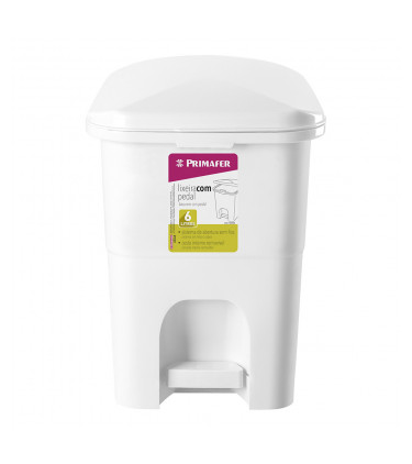 PLASTIC GARBAGE BIN WITH PEDAL 6L WHTE