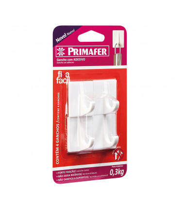 0,3KG WHITE PLASTIC ADHESIVE HOOK 4PZ